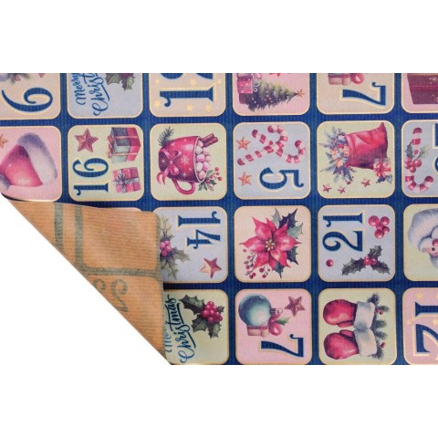 BOBINA CARTA BLU CALENDARIO AVVENTO 1X20MT.